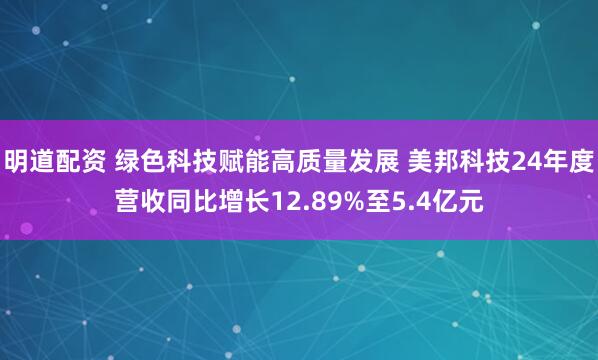 明道配资 绿色科技赋能高质量发展 美邦科技24年度营收同比增长12.89%至5.4亿元